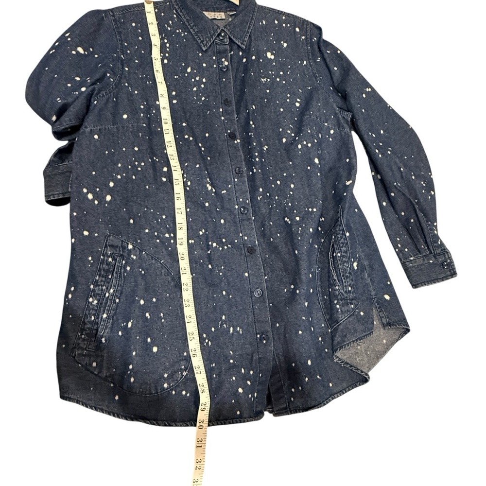 Joan Rivers denim jacket/shirt button down splatter shirt size medium - Picture 5 of 8